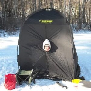 Ice fishing hut in Maine